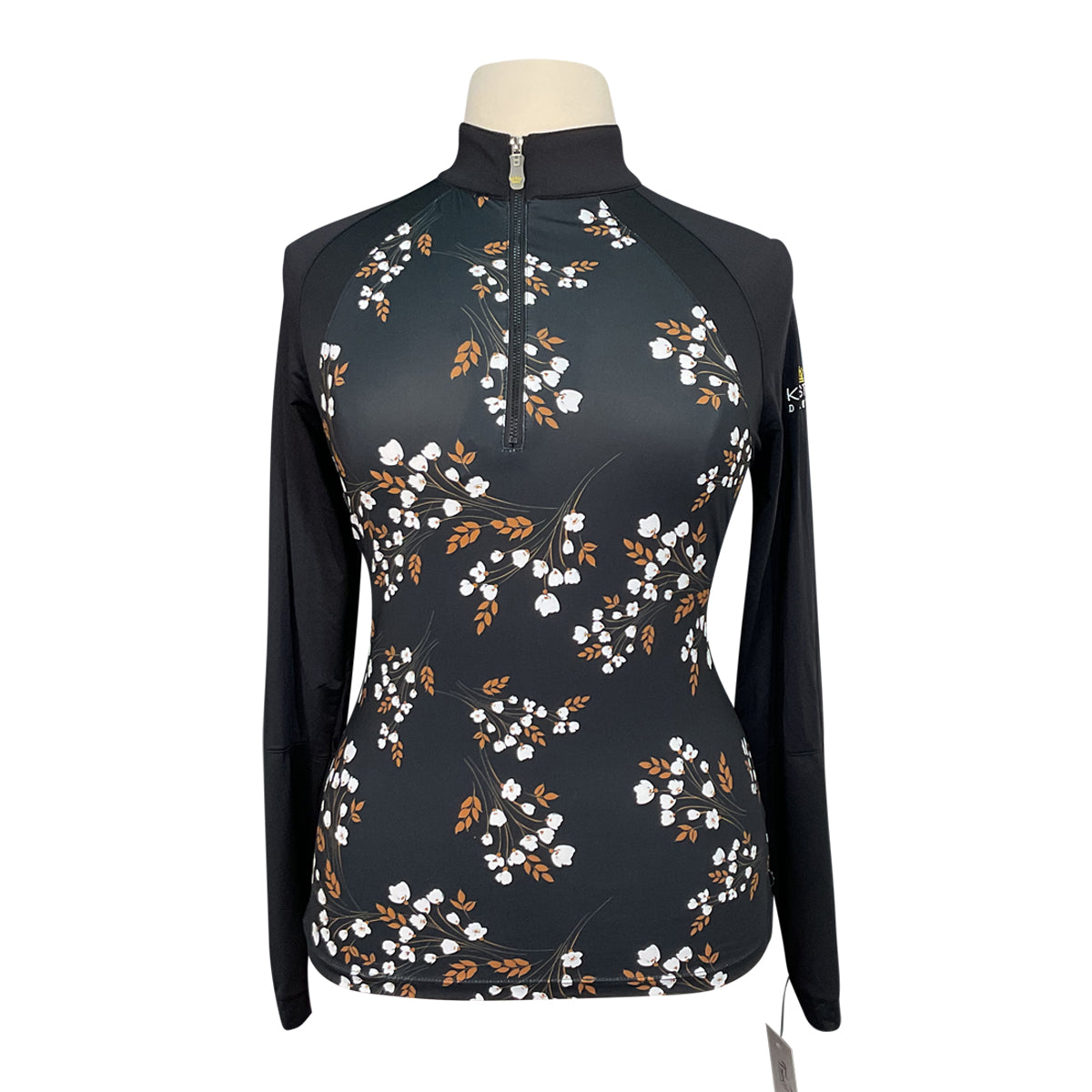 Kastel Denmark 1/4 Zip Shirt in Black/Floral - Women's Small