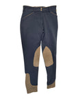 Dover Saddlery Wellesley Classic Piped Knee-Patch Breech in Marine