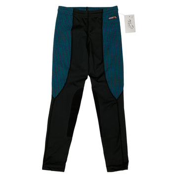 Kerrits Knee Patch Performance Tights in Teal Houndstooth