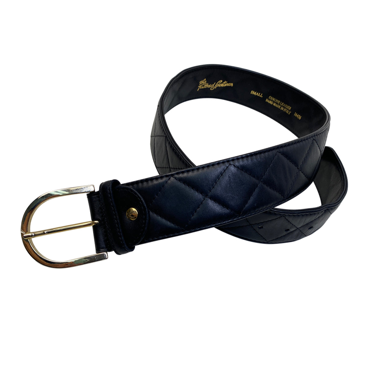 Tailored Sportsman Quilted Leather Belt in Black