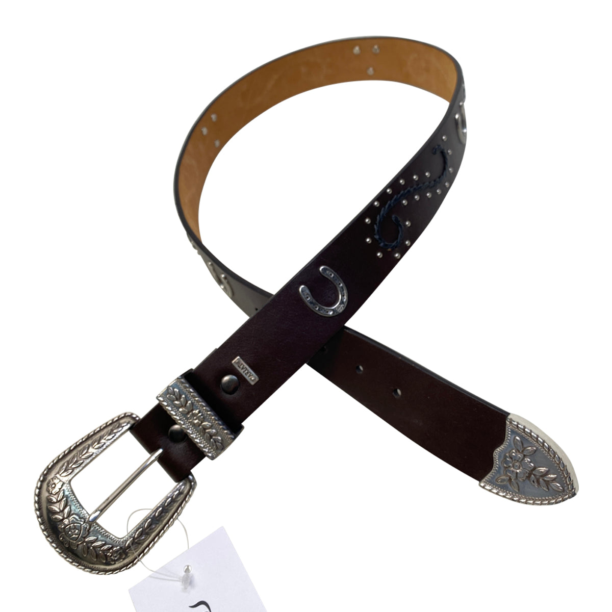 Ariat Leather Belt in Brown/Silver