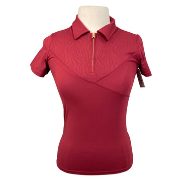 Horze 'Lyla' Functional Polo in Rhubarb Dark Red