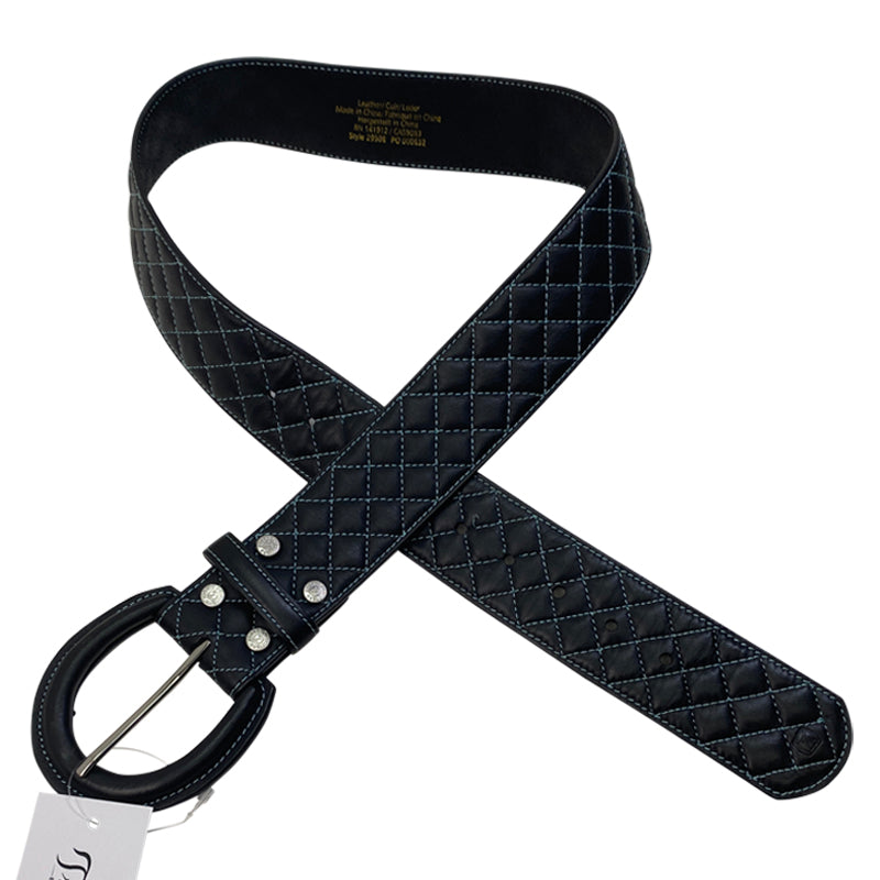 Noble Outfitters Classic Quilted Belt in Black/Turquoise