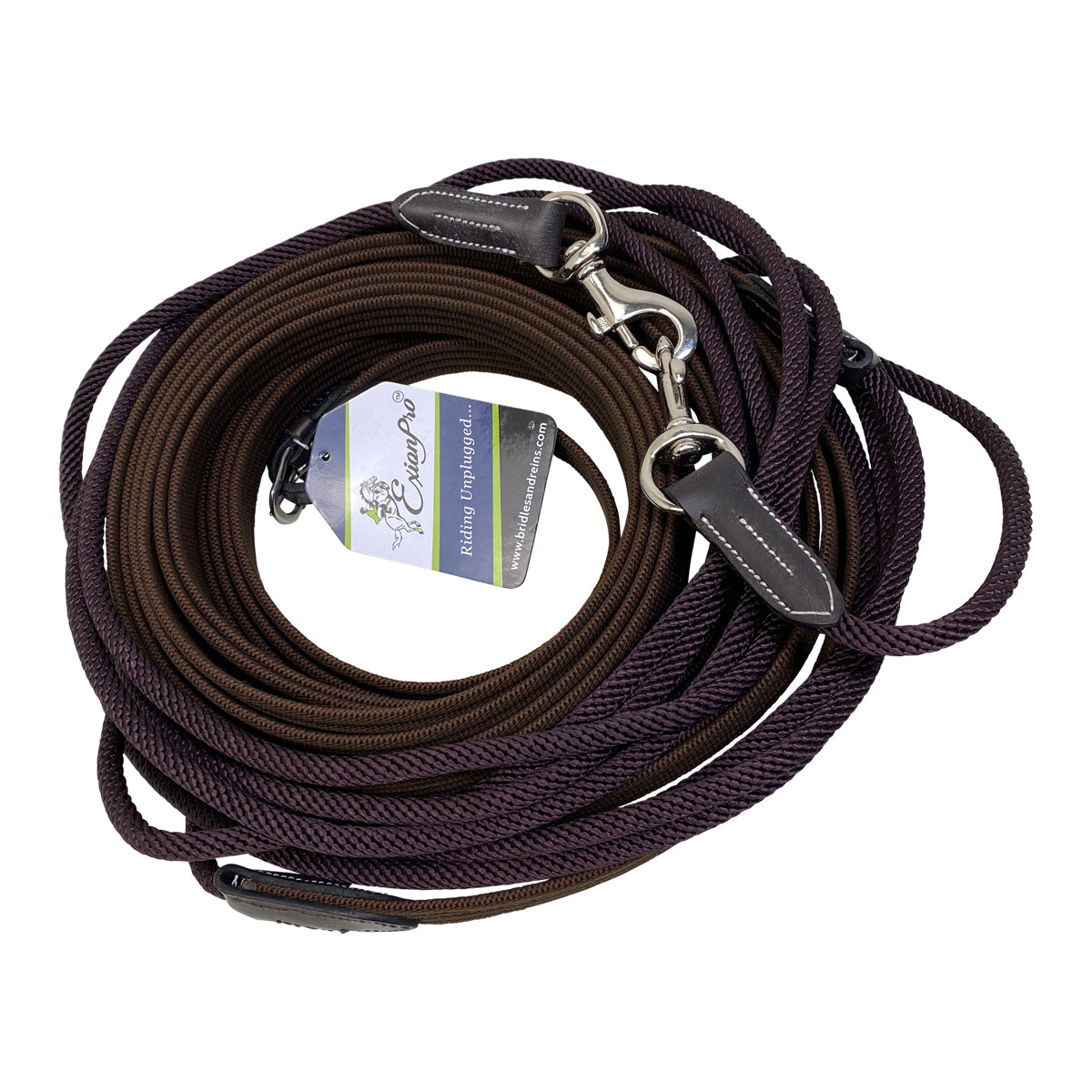 ExionPro Rope &amp; Web Draw Reins in Havana 