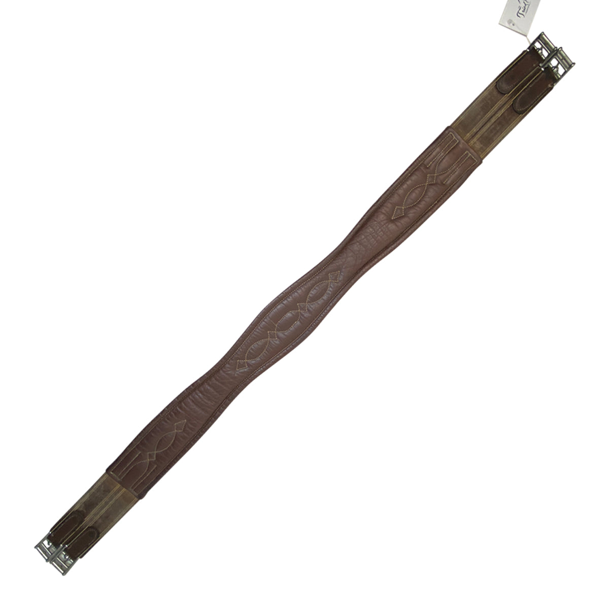 Fancy Stitched Padded Leather Girth in Brown