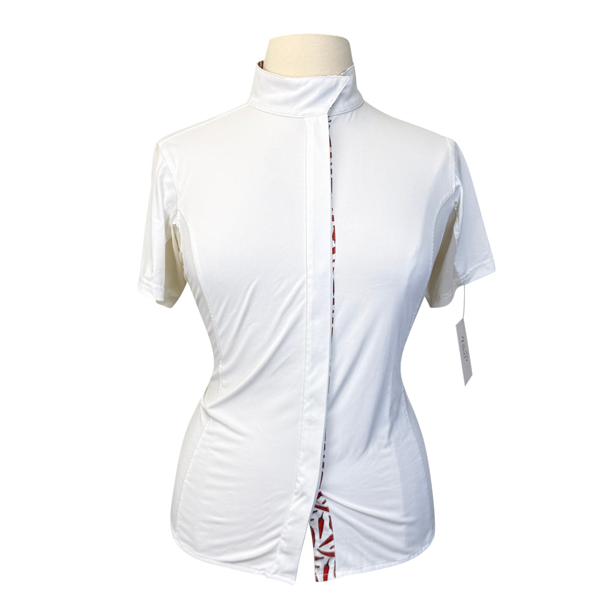 SmartPak Piper Short Sleeve Show Shirt in White/Chilly Peppers - Women's XL