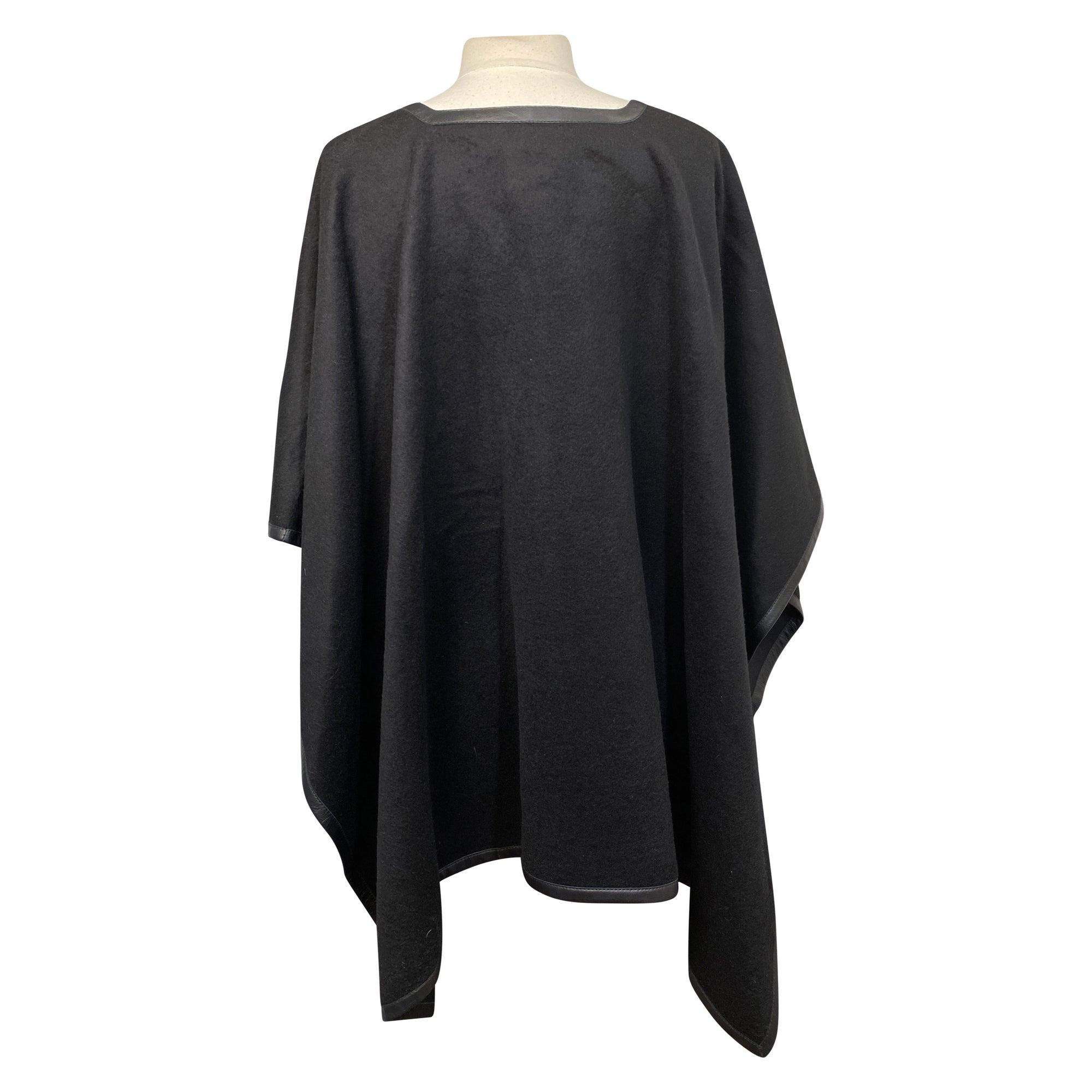 Stick & Ball Tassel Alpaca Poncho in Black