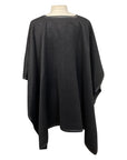 Stick & Ball Tassel Alpaca Poncho in Black