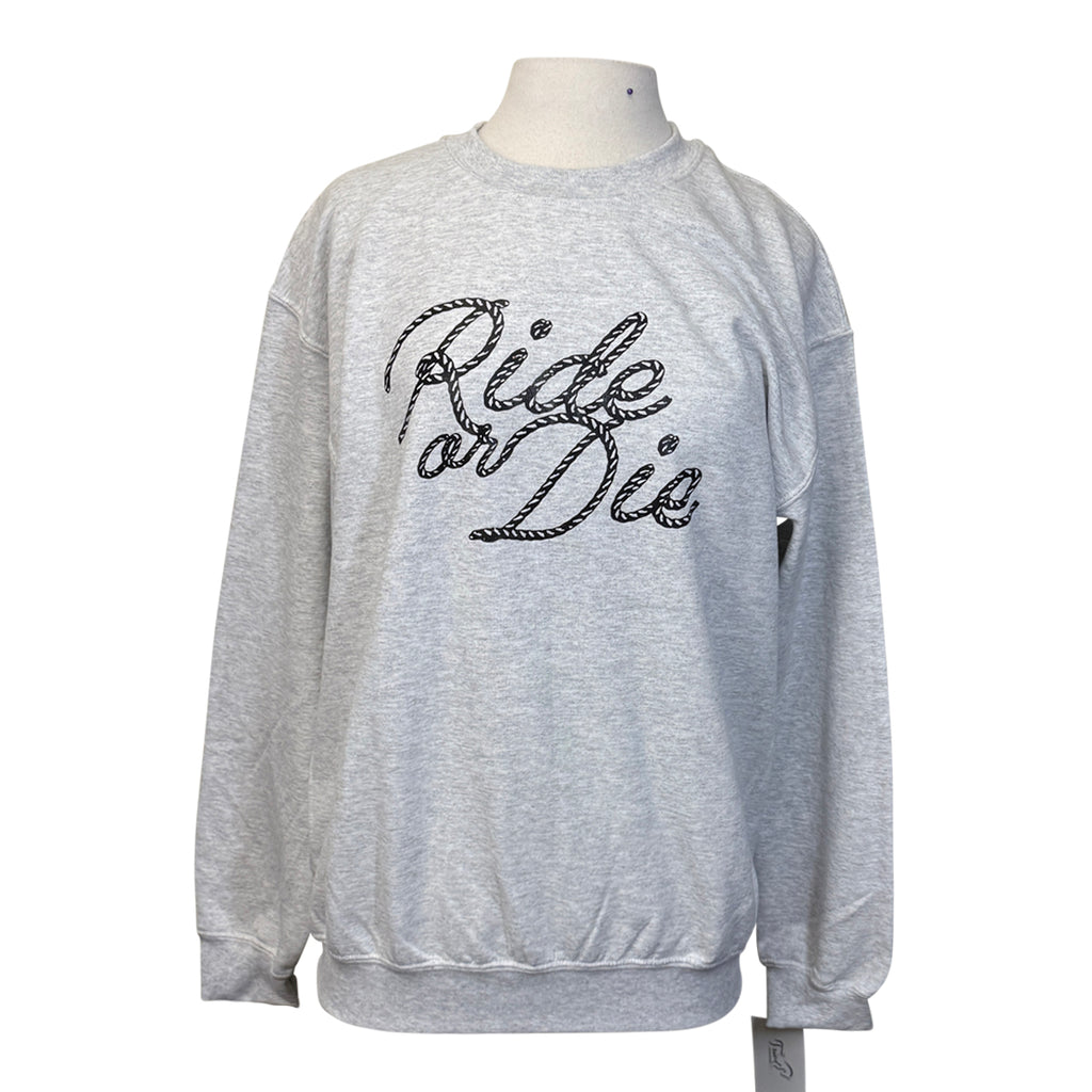 TKEQ 'Ride or Die' Crew Neck Sweatshirt in Grey