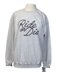 TKEQ 'Ride or Die' Crew Neck Sweatshirt in Grey