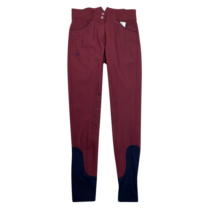 Halter Ego 'Perfection' Full Seat High Rise Breeches in Burgundy/Navy