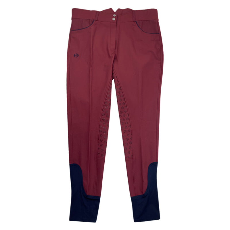 Halter Ego 'Perfection' Full Seat High Rise Breeches in Burgundy/Navy