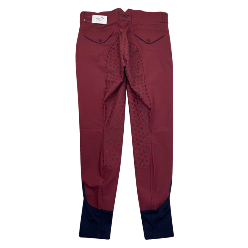 Back of Halter Ego &#39;Perfection&#39; Full Seat High Rise Breeches in Burgundy/Navy