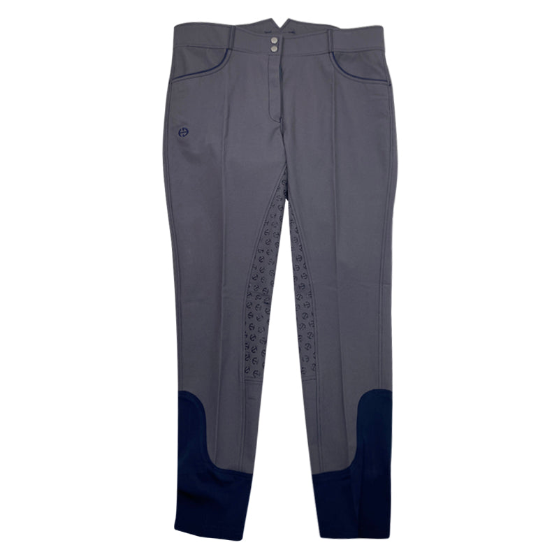 Halter Ego 'Perfection' Full Seat High Rise Breeches in Charcoal/Navy Piping