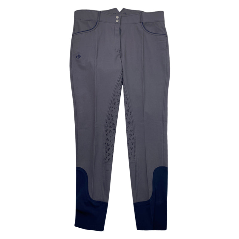  Rise Breeches in Charcoal/Navy Piping 