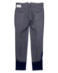 Back of Halter Ego 'Perfection' Full Seat High Rise Breeches in Charcoal/Navy Piping