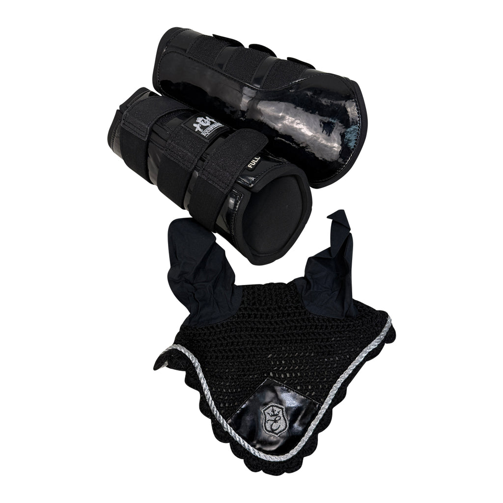 Equestroom Boot & Bonnet Set in Black & White - Full