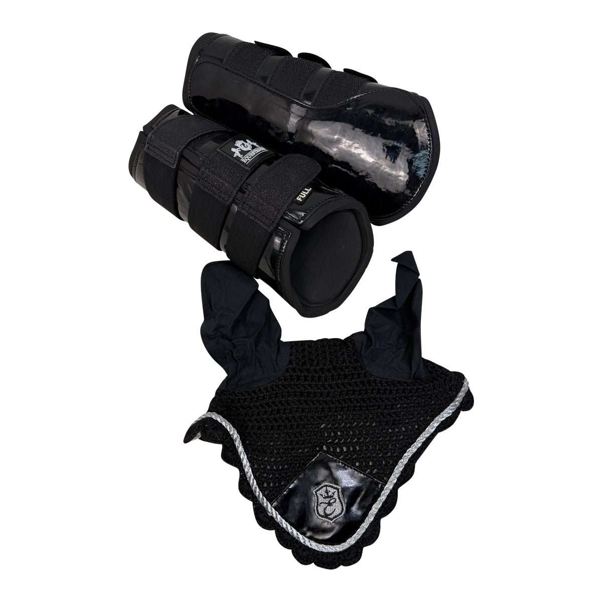 Equestroom Boot &amp; Bonnet Set in Black &amp; White - Full