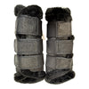 Glitter Fleece Edged Brushing Boots in Black/Glitter