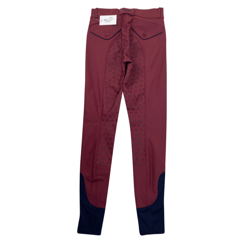 Back of Halter Ego 'Perfection' Full Seat Breeches in Burgundy/Navy 