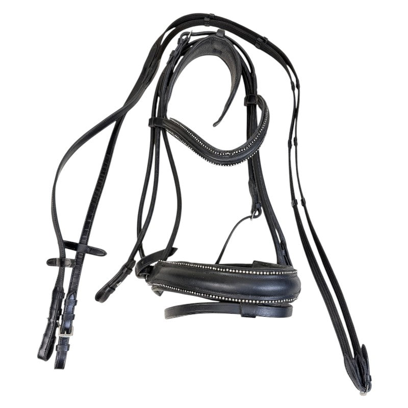 FSS Rolled Comfort Crank Dressage Bridle in Black