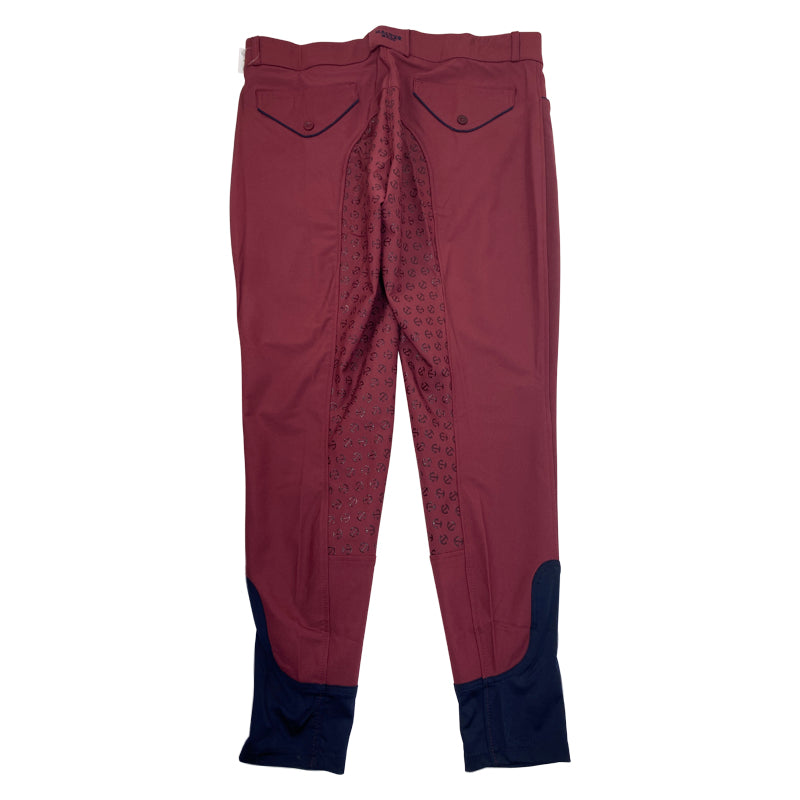 Back of Halter Ego 'Perfection' Full Seat Breeches in Burgundy/Navy