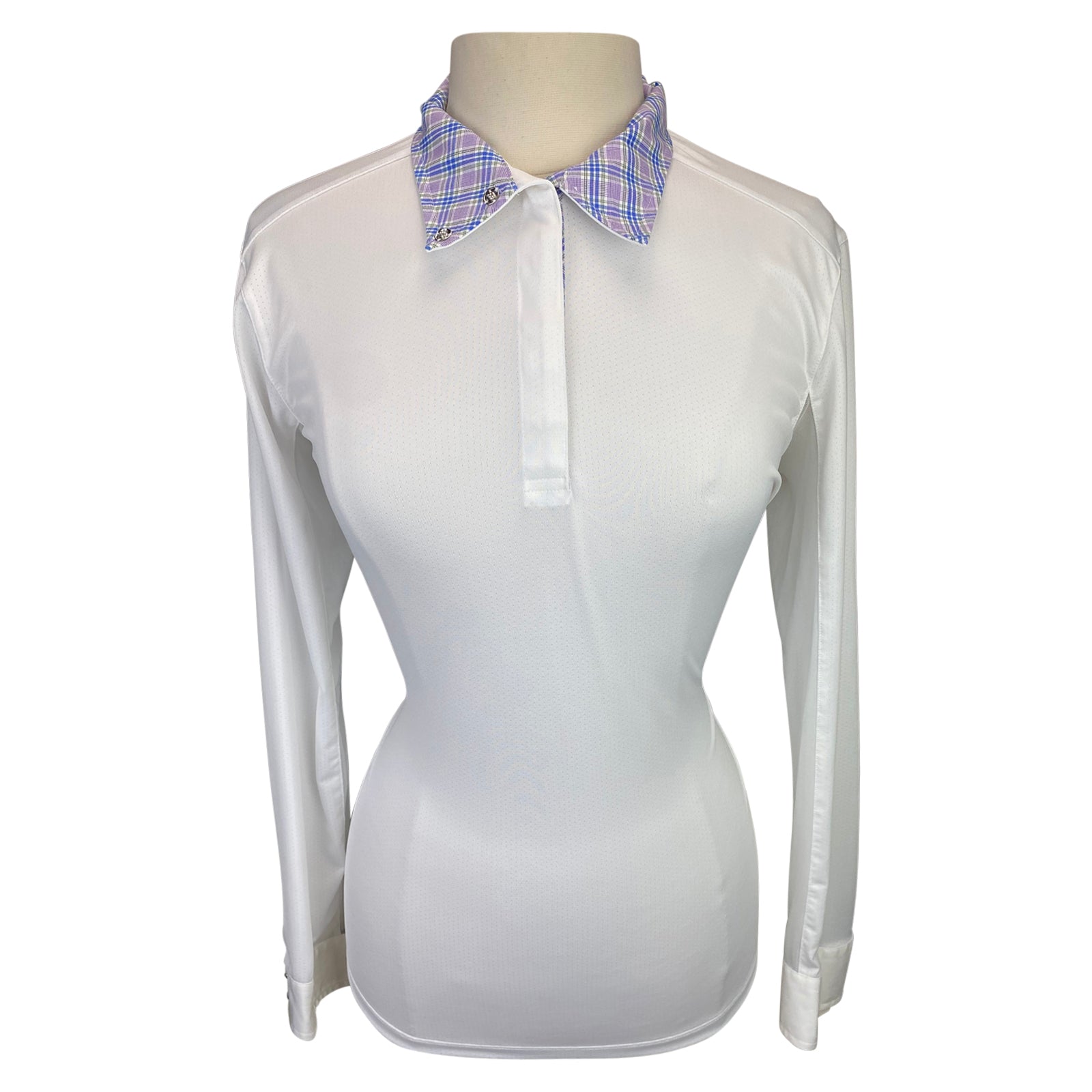 Beacon Hill Talent Yarn Show Shirt in White/Purple Plaid - Women's Medium