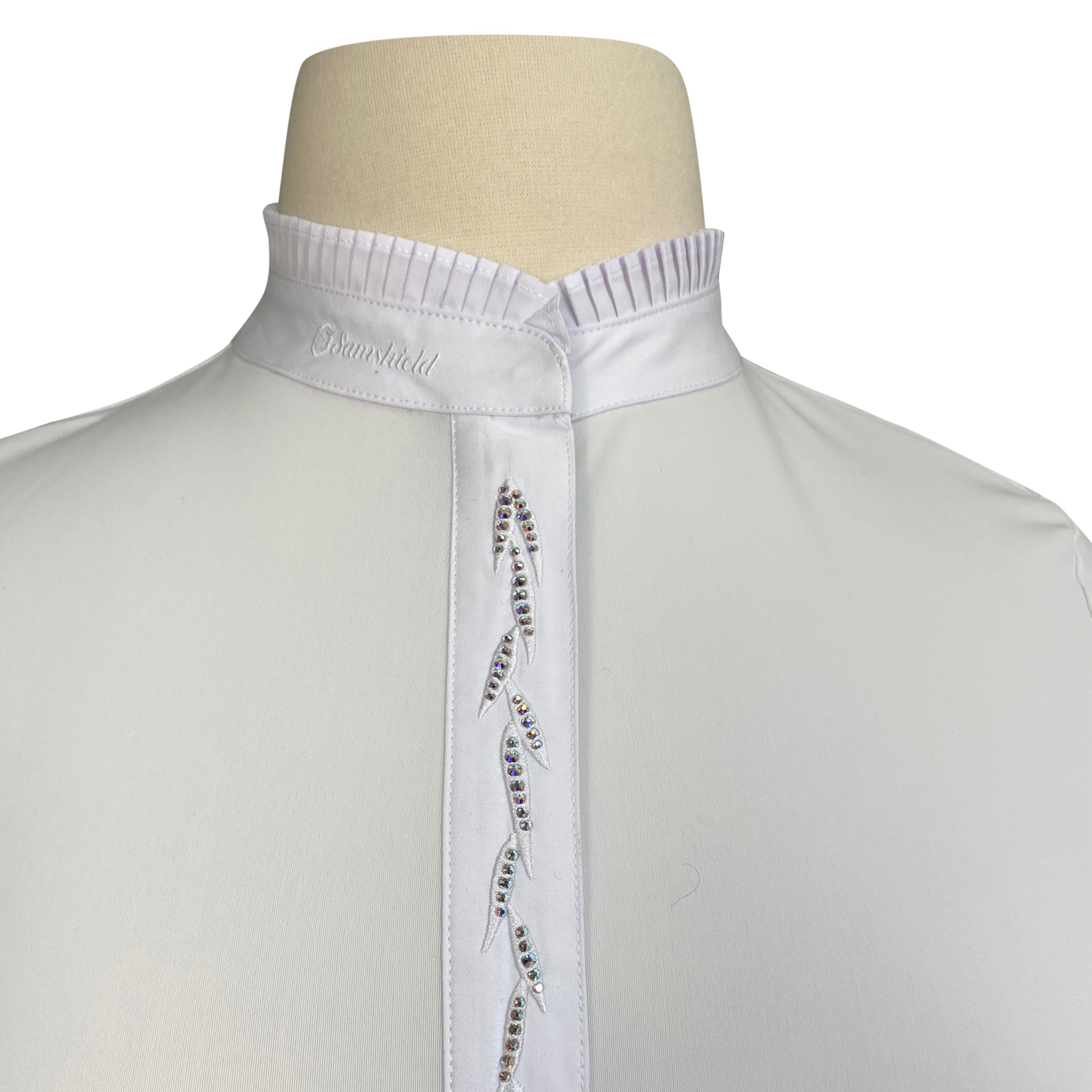 Samshield 'Juliette' Crystal Leaf Long-Sleeve Shirt in White