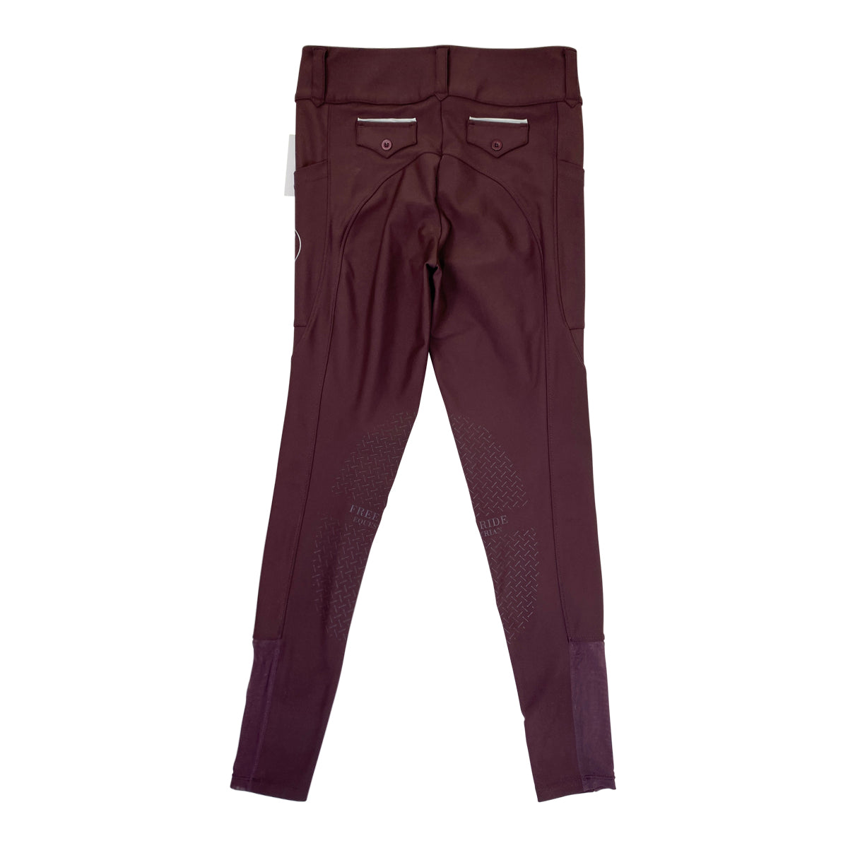 Back of Free Ride Equestrian 'Lux' Knee Grip Breech in Plum - Women's XXS