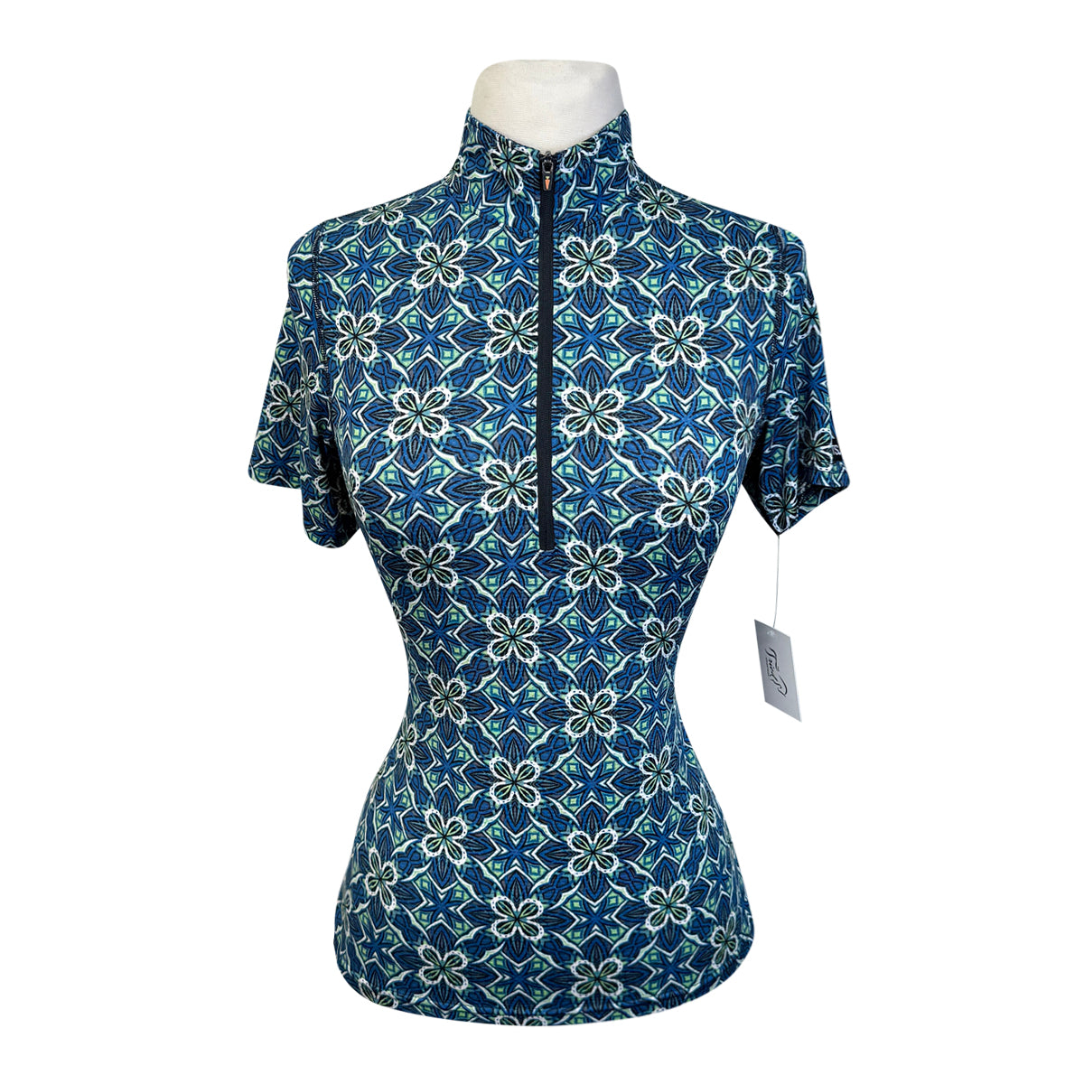 Kerrits Ice Fil Short Sleeve Shirt in Green/Blue Mosaic
