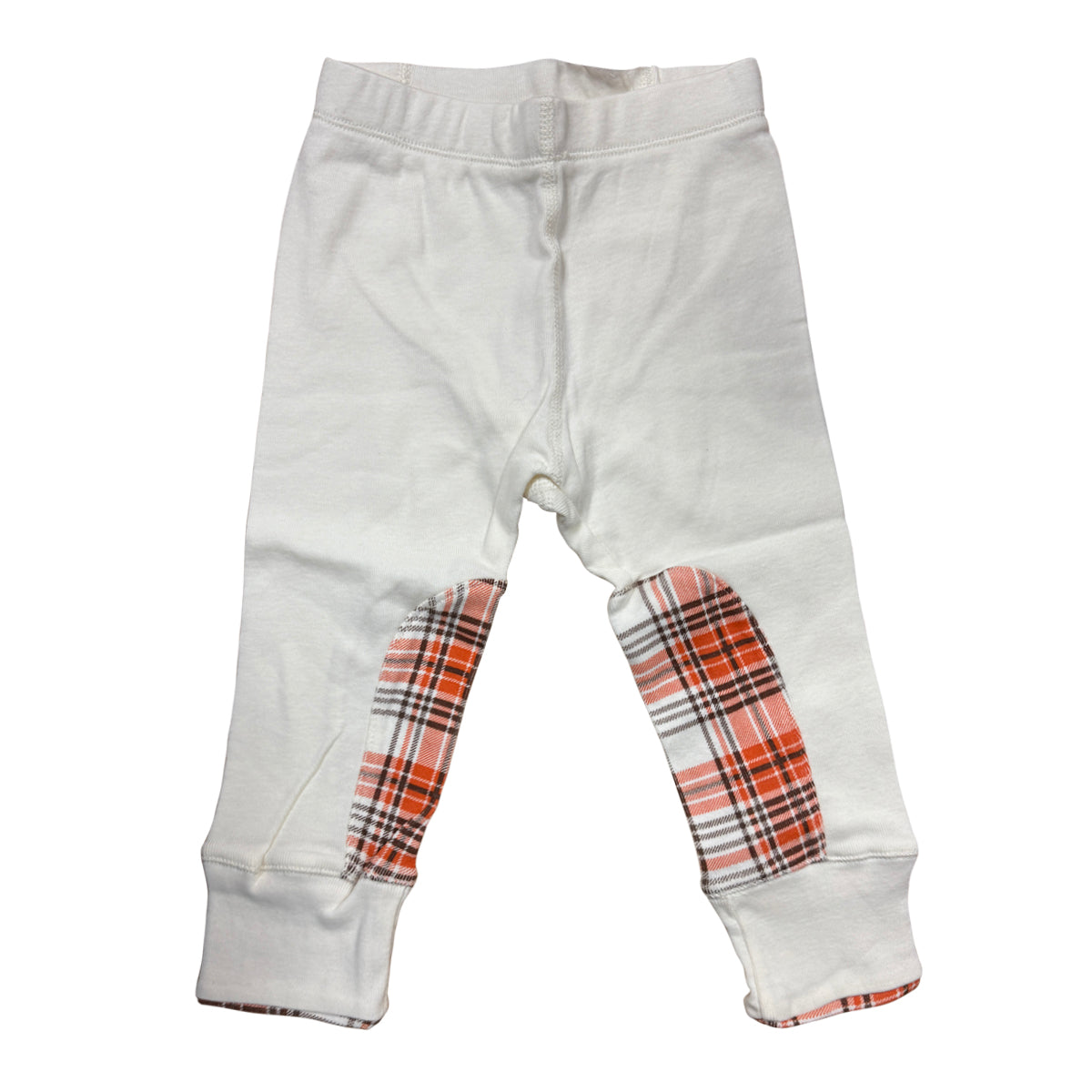 Mini Britches Baby Riding Pants in Ivory/Orange Plaid