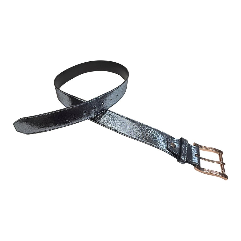 Kingsley Leather Belt in Black Glimmer