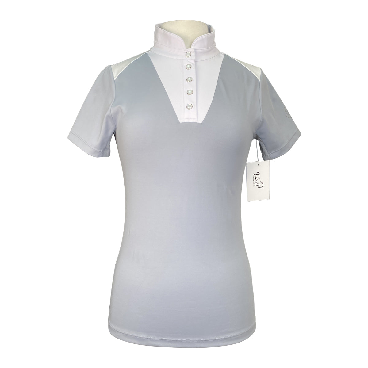 Free Ride Equestrian 'Amelia' Short Sleeve Show Shirt in Light Grey