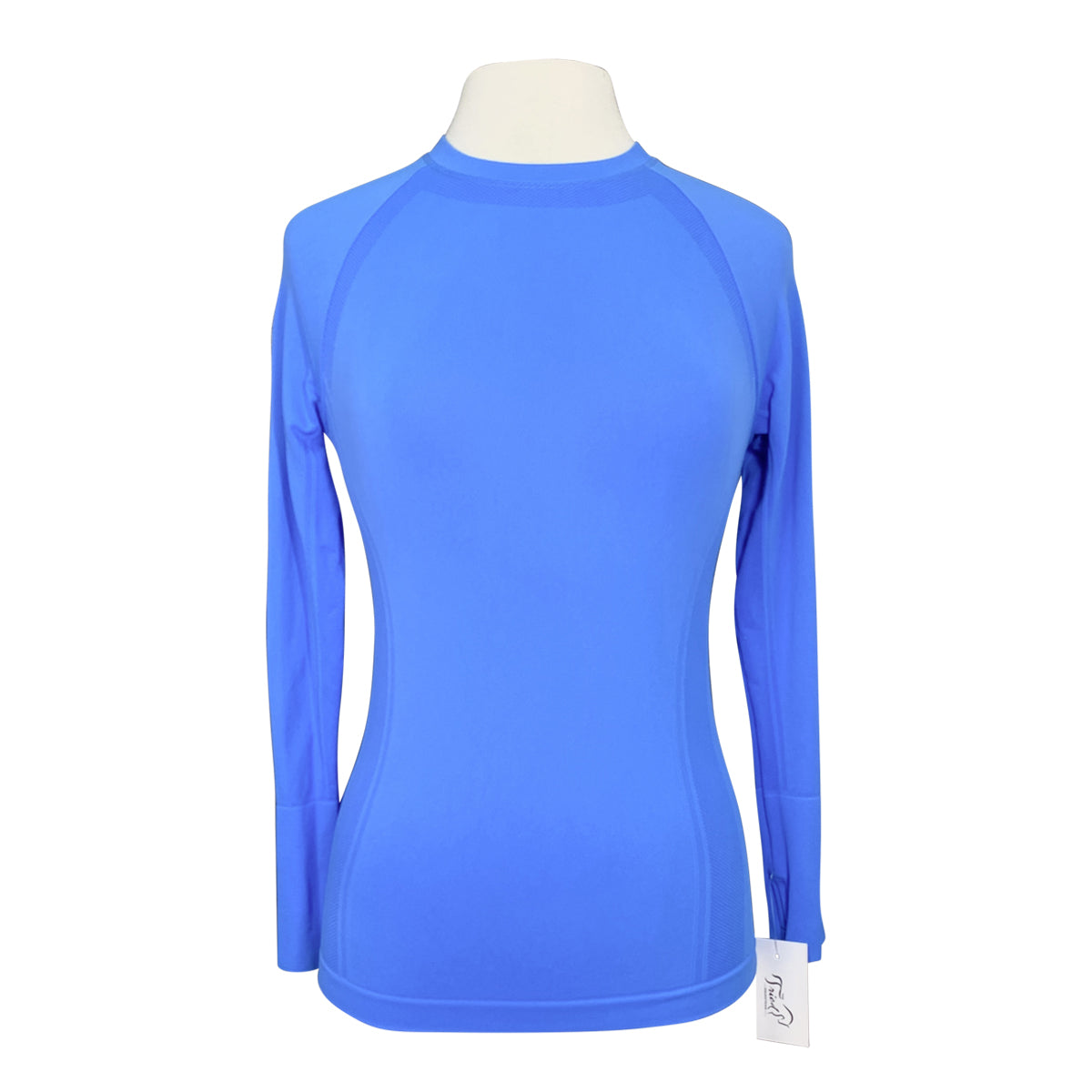Long Sleeve Seamless Athletic Tee in Bright Aqua 