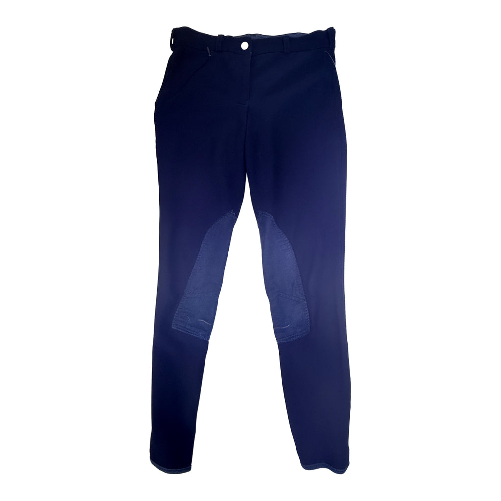 TuffRider Ribbed Low-Rise Knee-Patch Breeches in Navy 