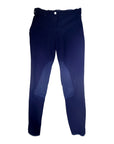 TuffRider Ribbed Low-Rise Knee-Patch Breeches in Navy 