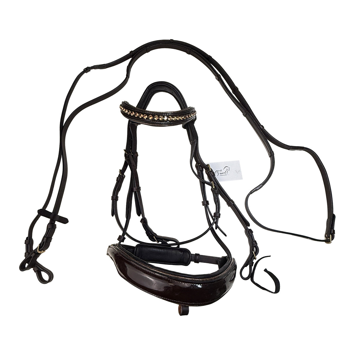 Halter Ego 'Luxor' Flash Snaffle Bridle in Brown/Champagne