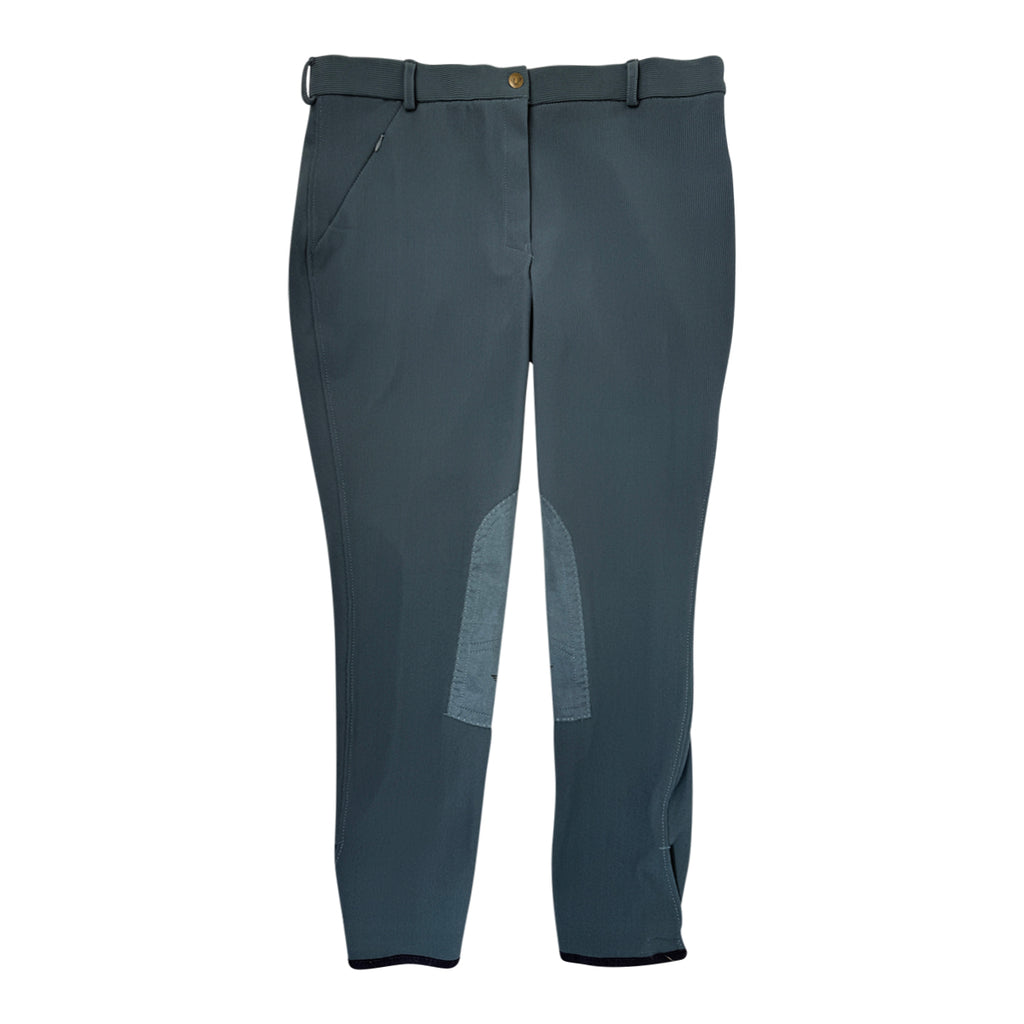 TuffRider Ribbed Low-Rise Knee-Patch Breech in Smoke