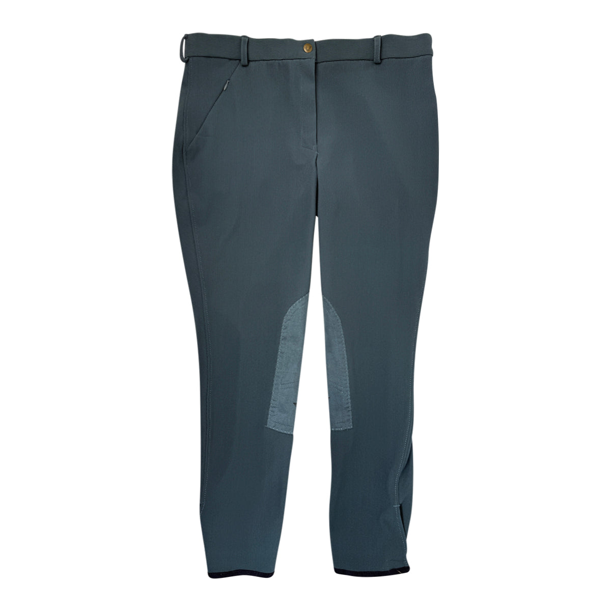 TuffRider Ribbed Low-Rise Knee-Patch Breech in Smoke