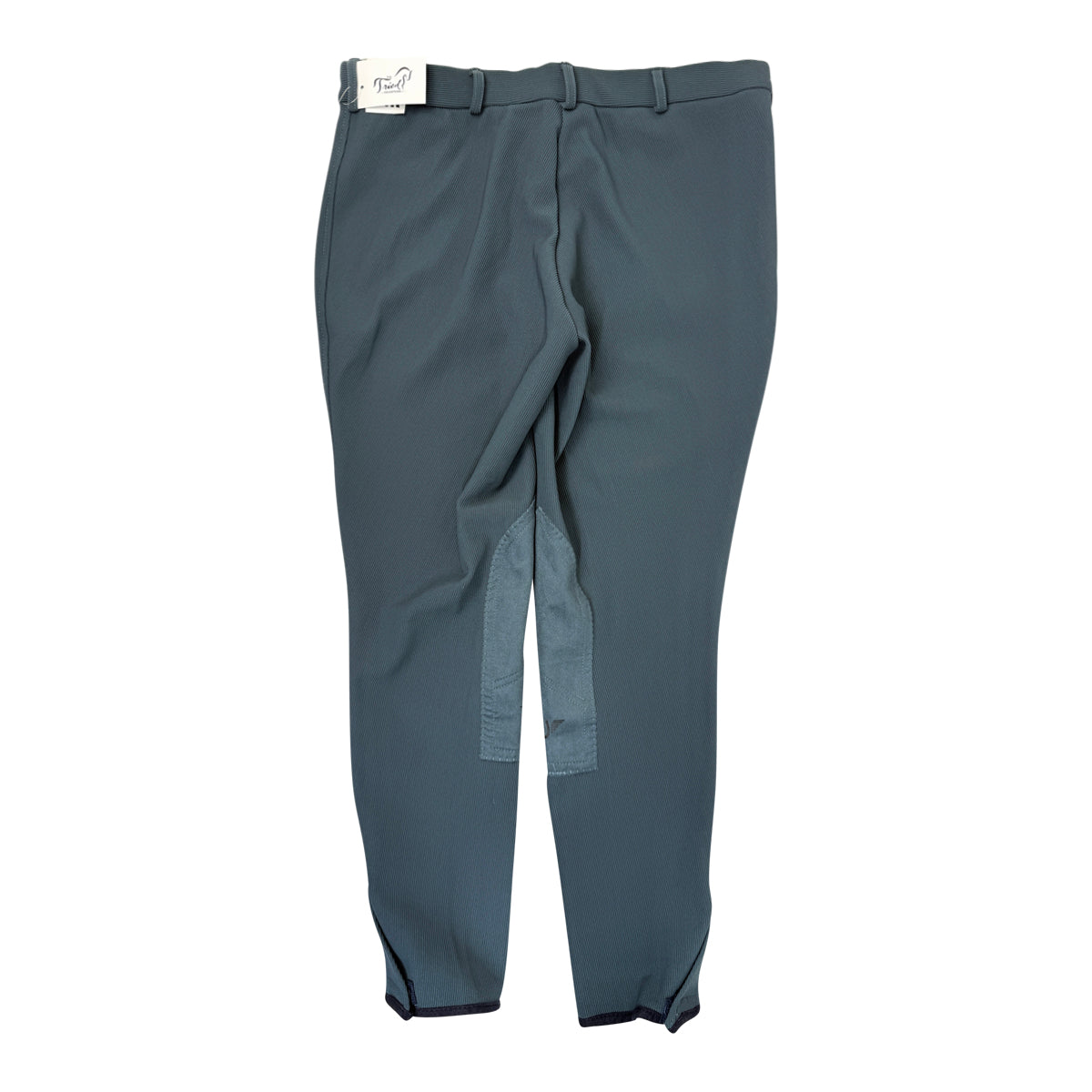 TuffRider Ribbed Low-Rise Knee-Patch Breech in Smoke