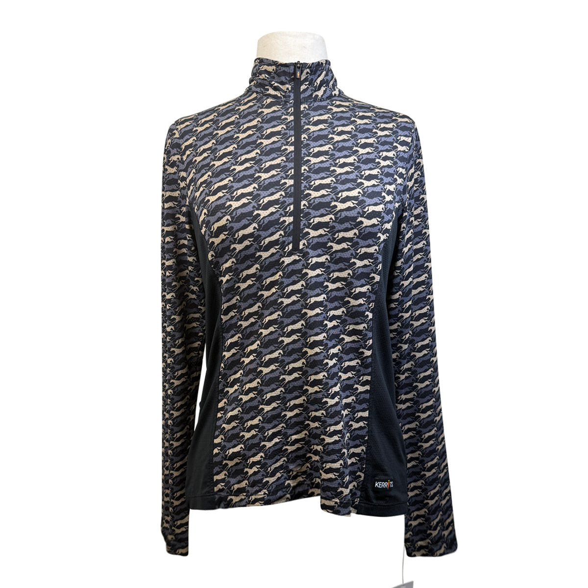 Kerrits 'Ice Fil Lite' Long Sleeve Sun Shirt in Neutral Running Horses