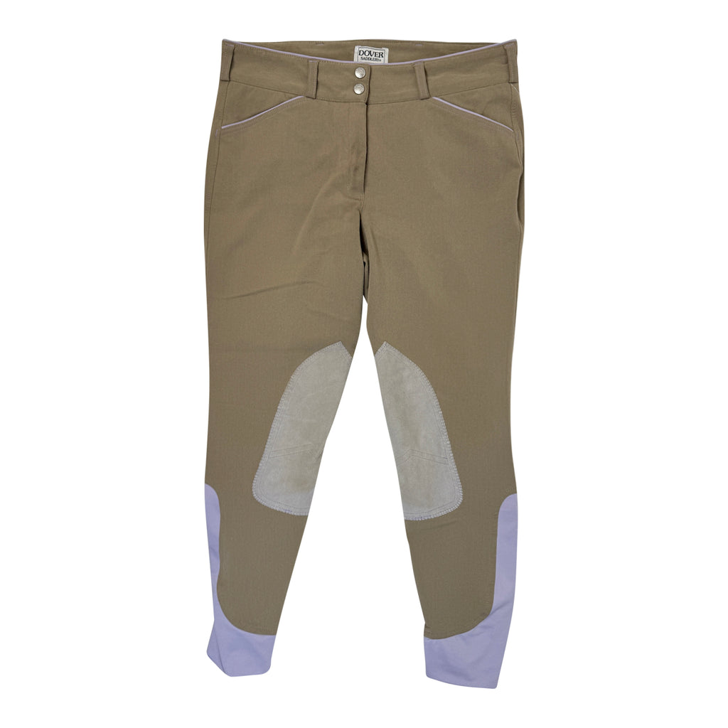 Dover Saddlery 'Wellesley' Piped Knee Patch Breech in Tan/Lavender