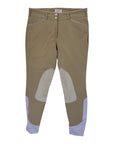Dover Saddlery 'Wellesley' Piped Knee Patch Breech in Tan/Lavender