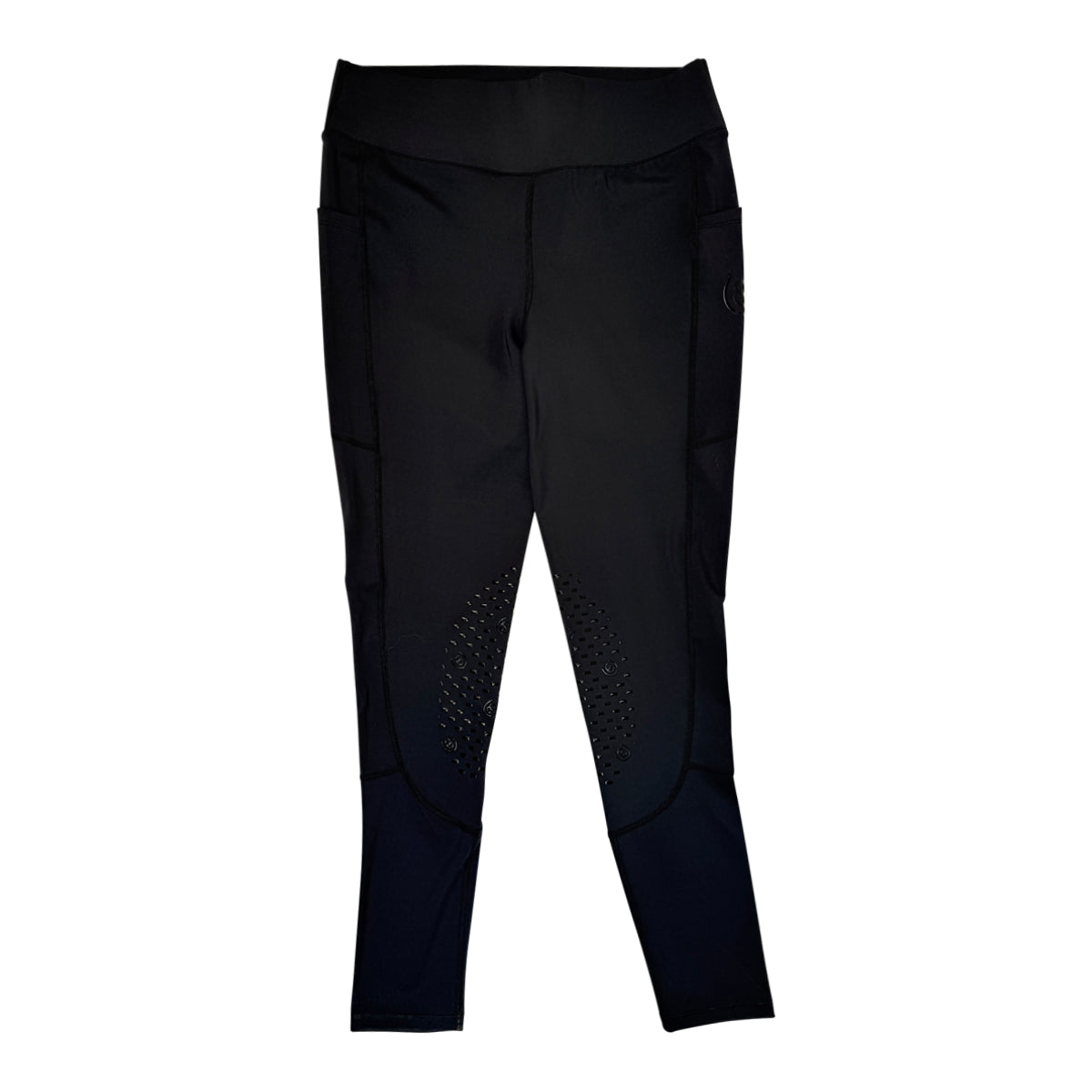 Equestrian Stockholm 'Jump Movement' Knee Patch Riding Tights in All Black