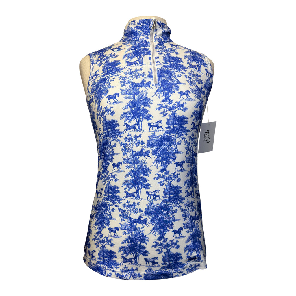 Dapplebay Toile Zip Riding Top in Blue/White
