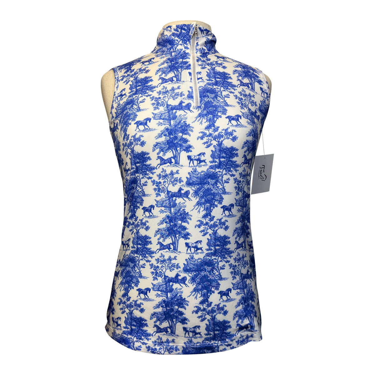 Dapplebay Toile Zip Riding Top in Blue/White
