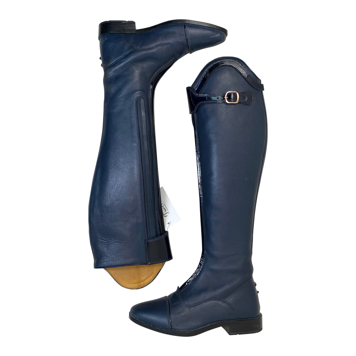 HKM 'Trinity' Tall Boots in Navy/Black Piping 