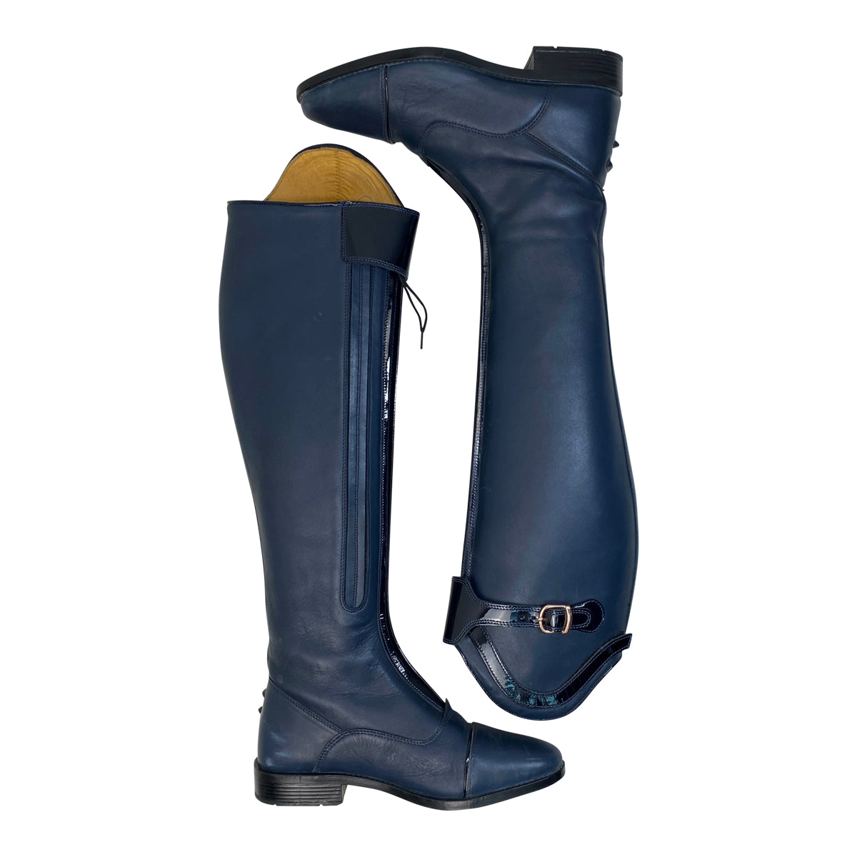 HKM 'Trinity' Tall Boots in Navy/Black Piping 