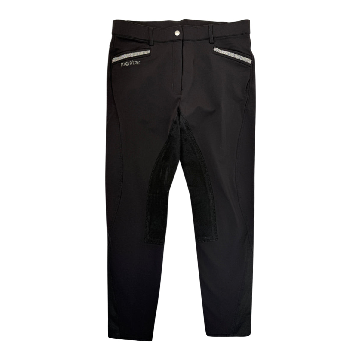 Montar Faux Suede Full Seat Sparkle Breeches in Black