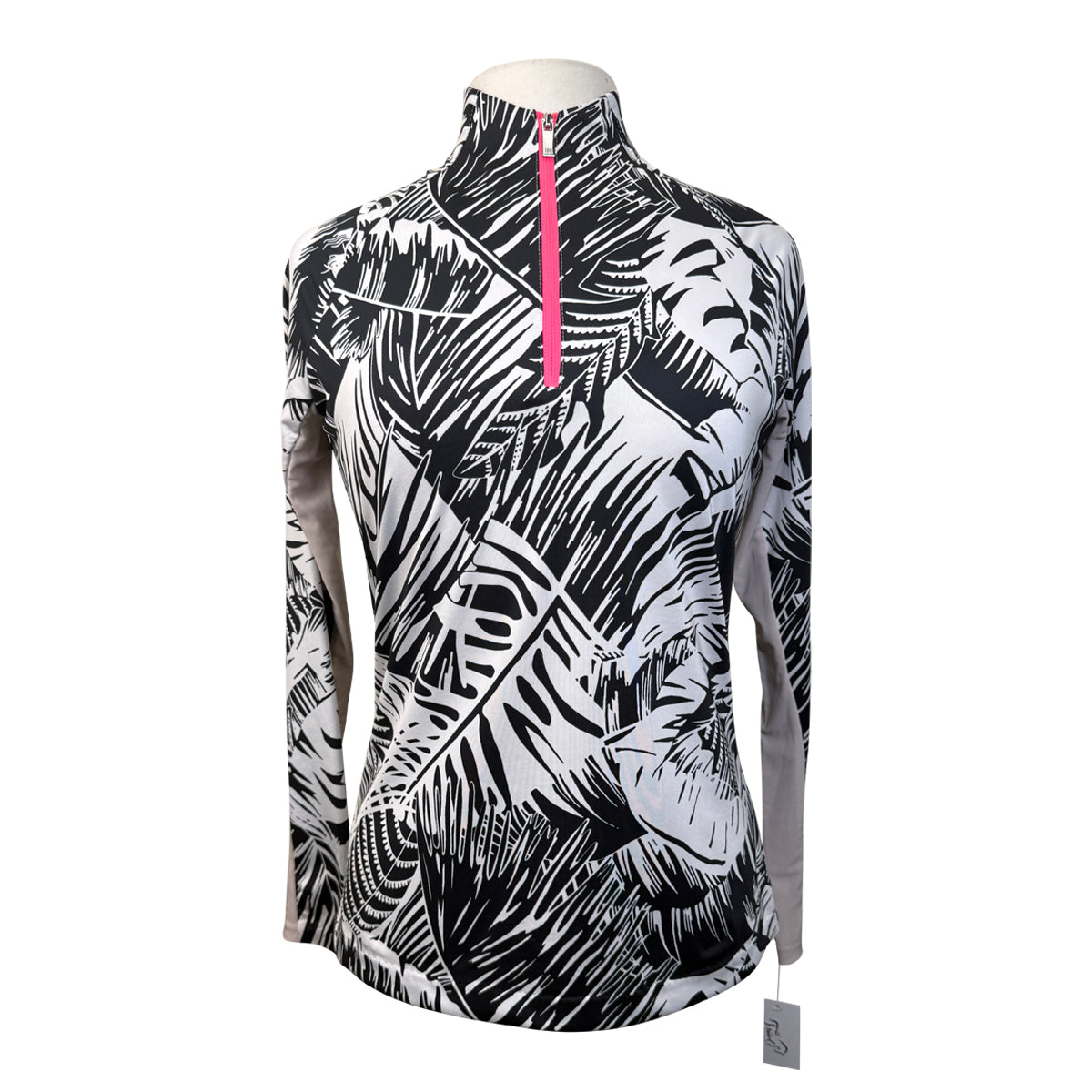 ail Long Sleeve Shirt in Black and White Palm